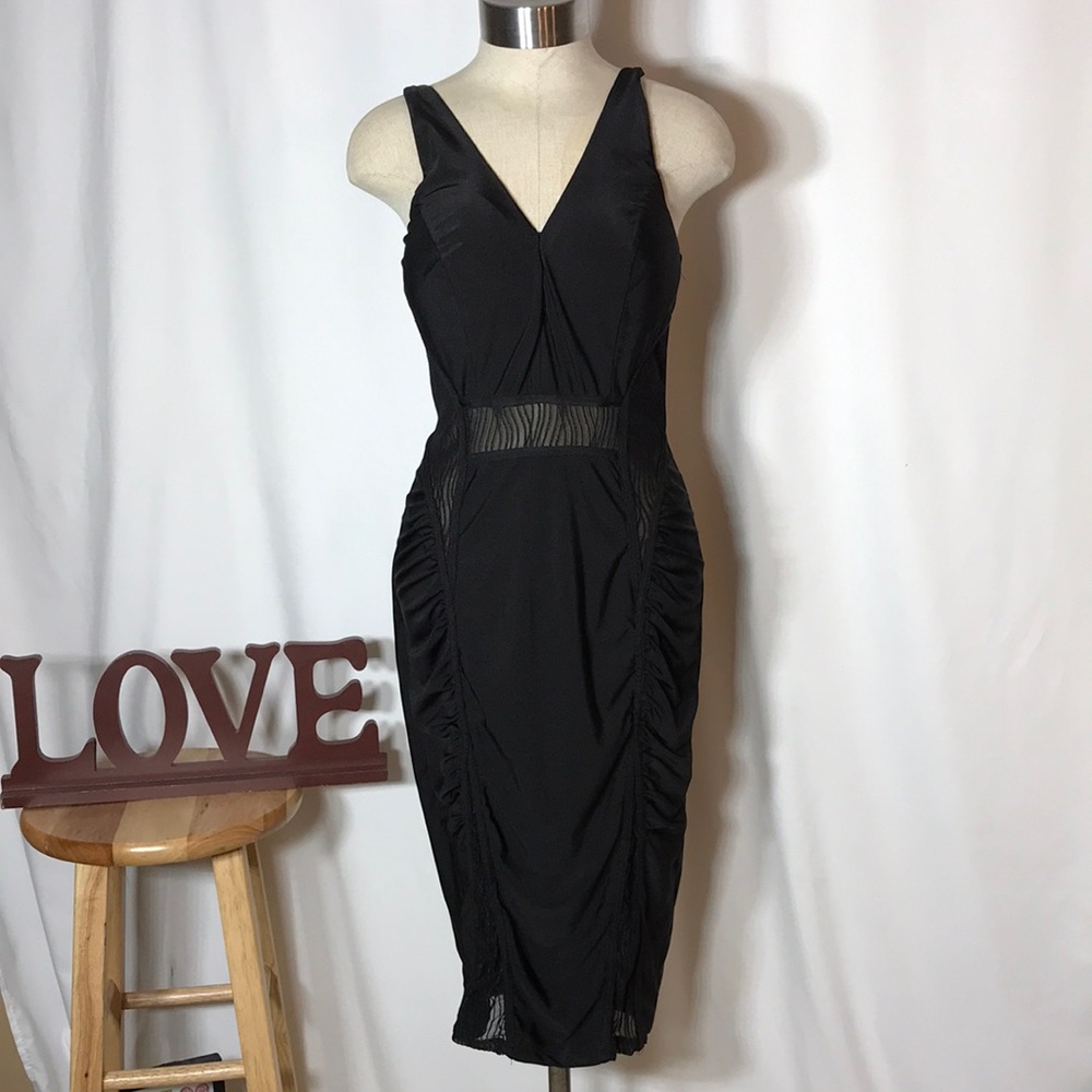 Entry black spaghetti strap knee high dress